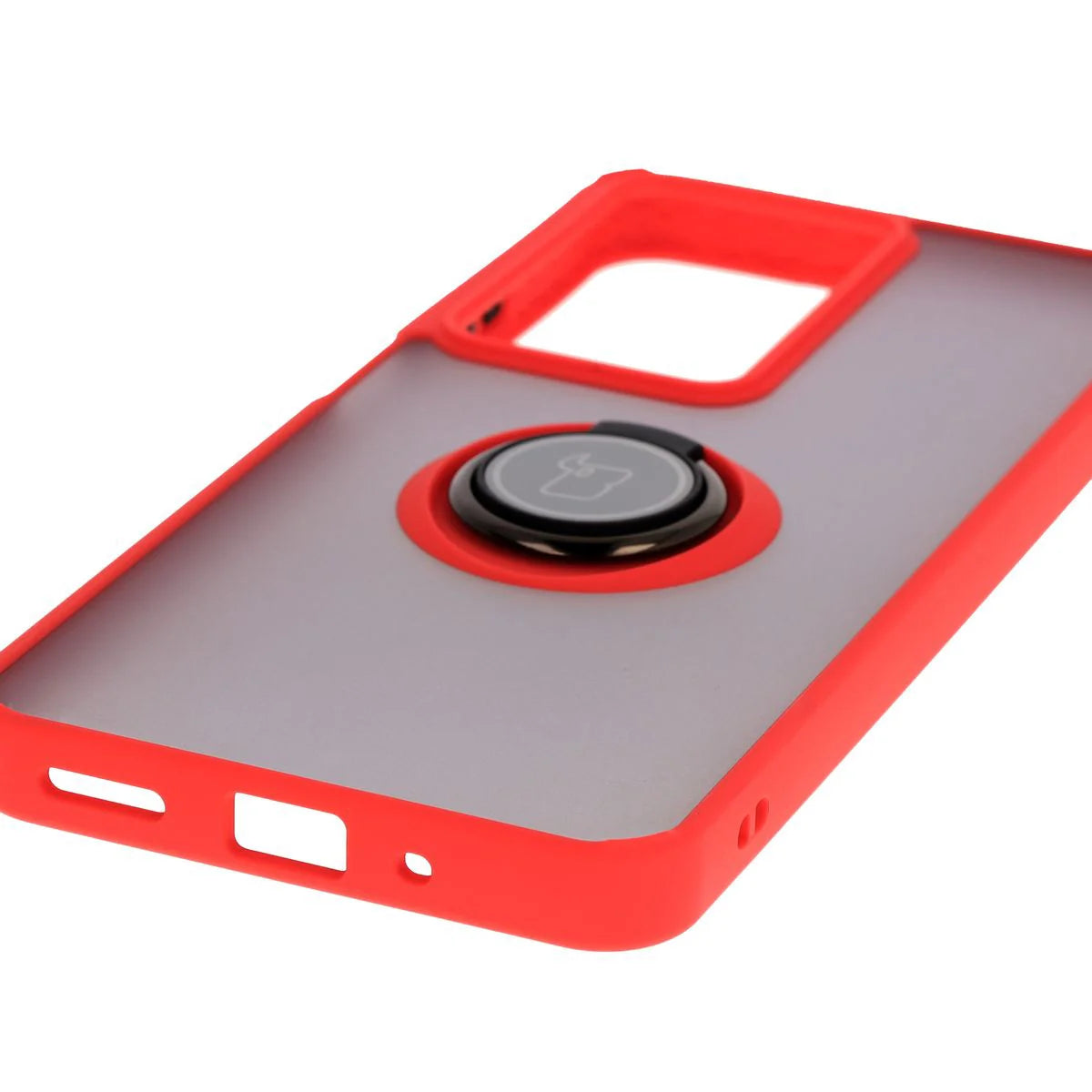 Handyhülle mit Fingergriff für Realme C75 4G / 14x 5G, Bizon Case Hybrid Ring, getönt mit rotem Rahmen