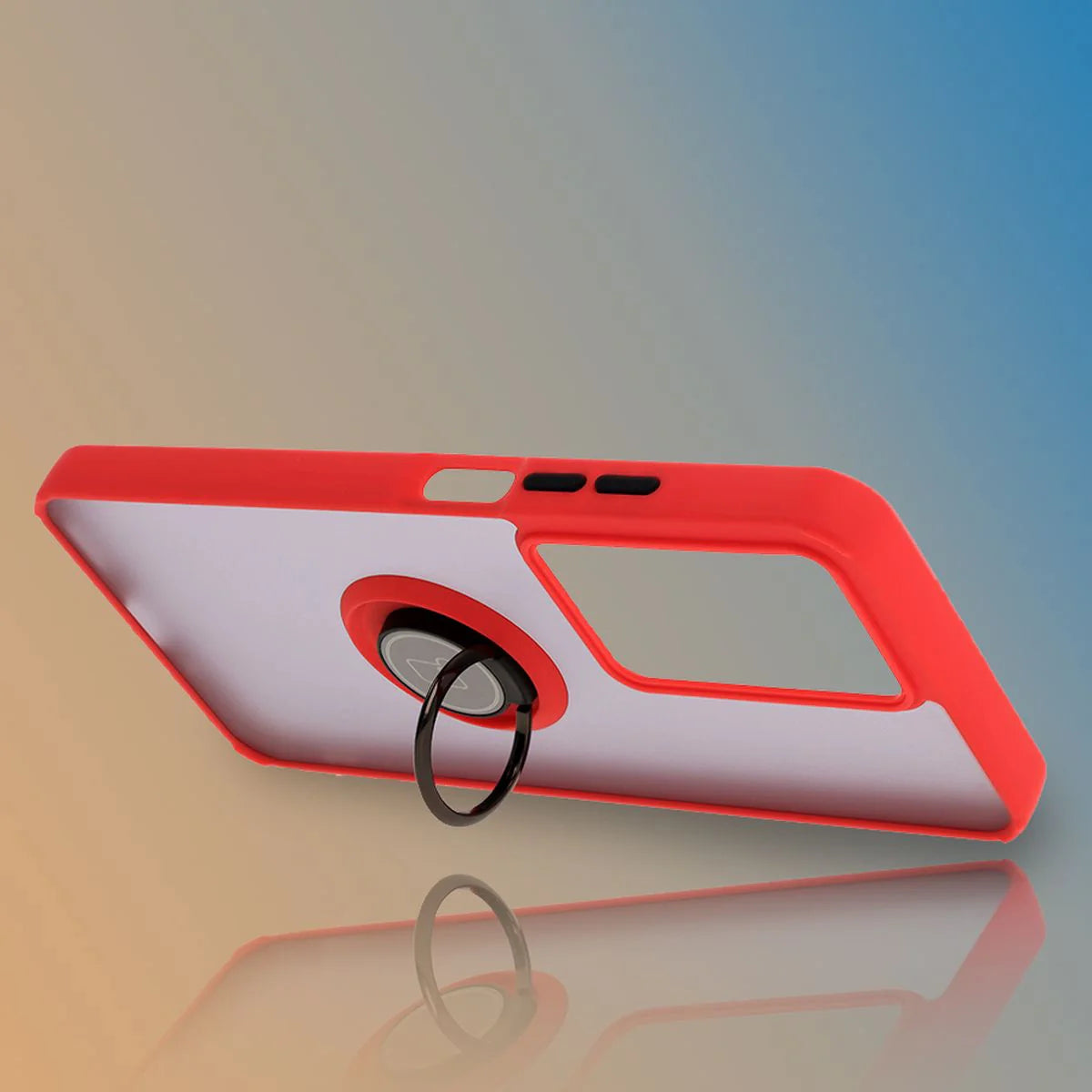 Handyhülle mit Fingergriff für Realme C75 4G / 14x 5G, Bizon Case Hybrid Ring, getönt mit rotem Rahmen