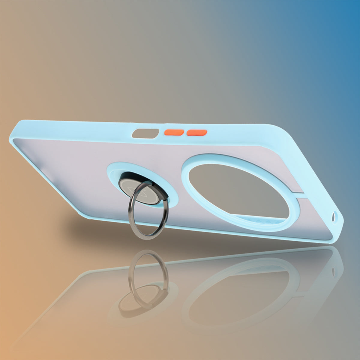 Handyhülle mit Fingergriff für Xiaomi Redmi 14C 4G / POCO C75, Bizon Case Hybrid Ring, getönt mit hellblauem Rahmen