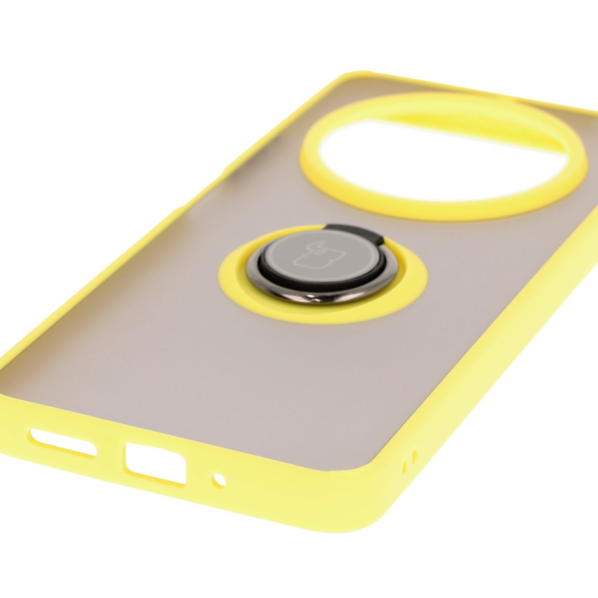 Handyhülle mit Fingergriff für Xiaomi Redmi 14C 4G / POCO C75, Bizon Case Hybrid Ring, getönt mit gelbem Rahmen