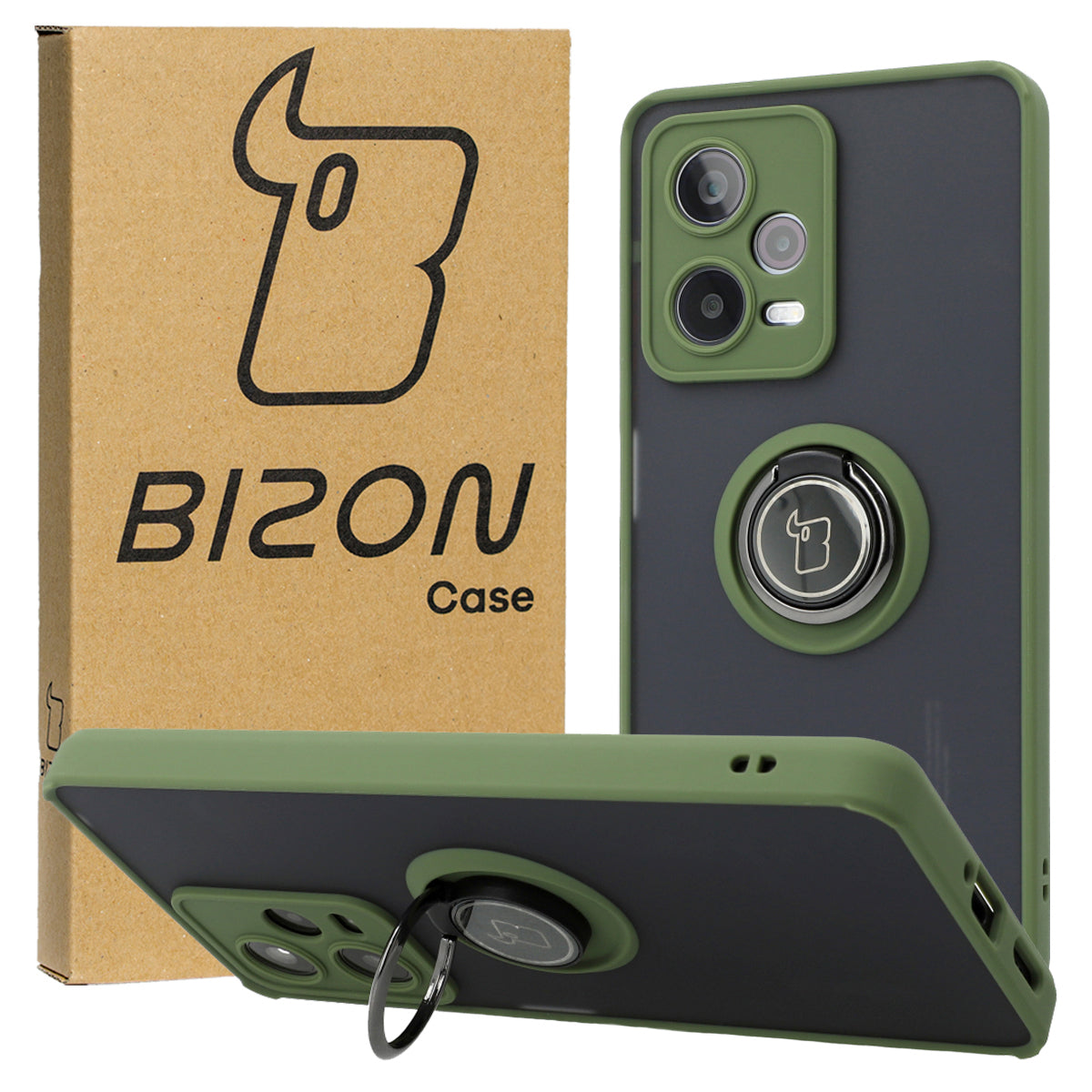 Schutzhülle Bizon Case Hybrid Ring für Xiaomi Redmi Note 12 Pro 5G, Hellgrün