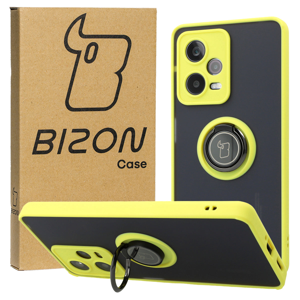 Schutzhülle Bizon Case Hybrid Ring für Xiaomi Redmi Note 12 Pro 5G, Gelb