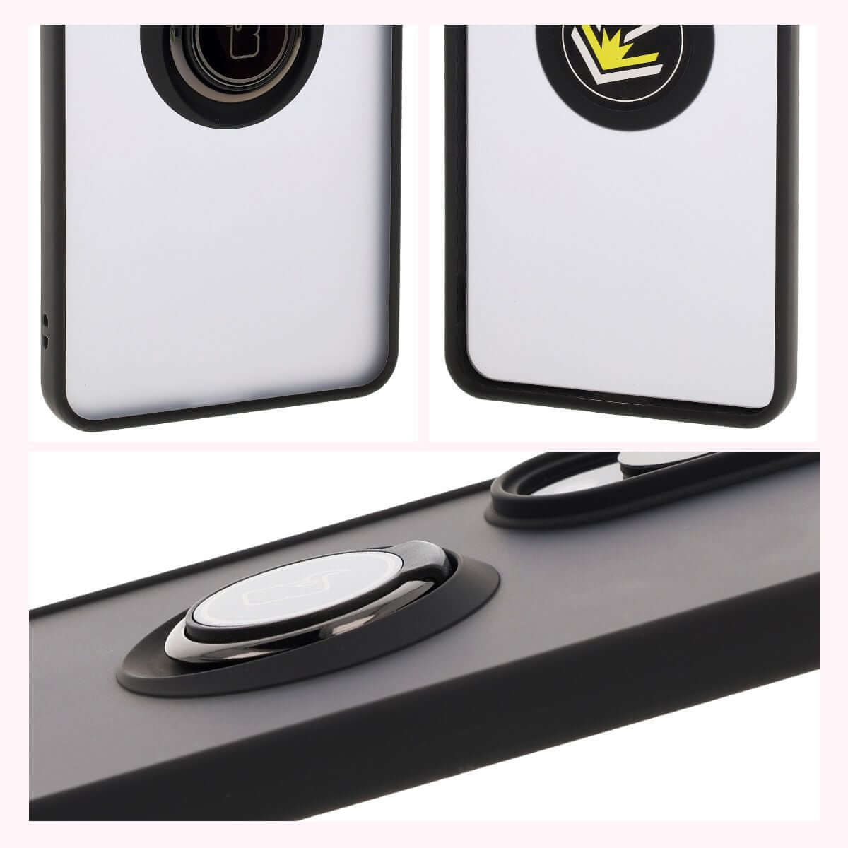 Handyhülle mit Fingergriff für Galaxy S25 Edge, Bizon Case Hybrid Ring, getönt mit schwarzem Rahmen