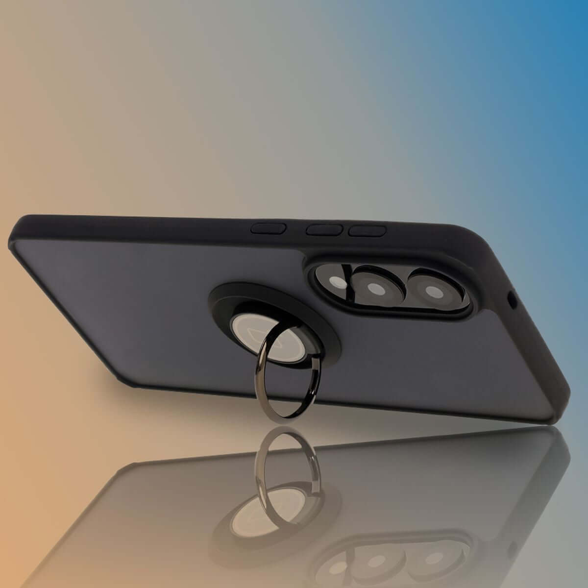 Handyhülle mit Fingergriff für Galaxy S25 Edge, Bizon Case Hybrid Ring, getönt mit schwarzem Rahmen