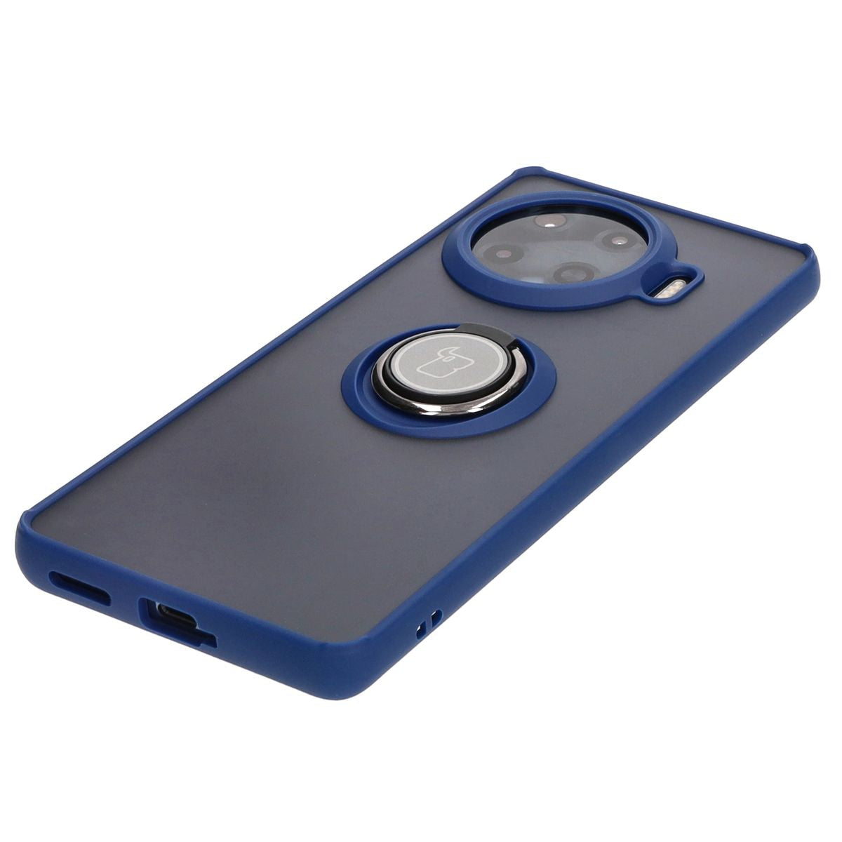 Handyhülle mit Fingergriff für Tecno Spark 20 Pro+, Bizon Case Hybrid Ring, getönt mit dunkelblauem Rahmen