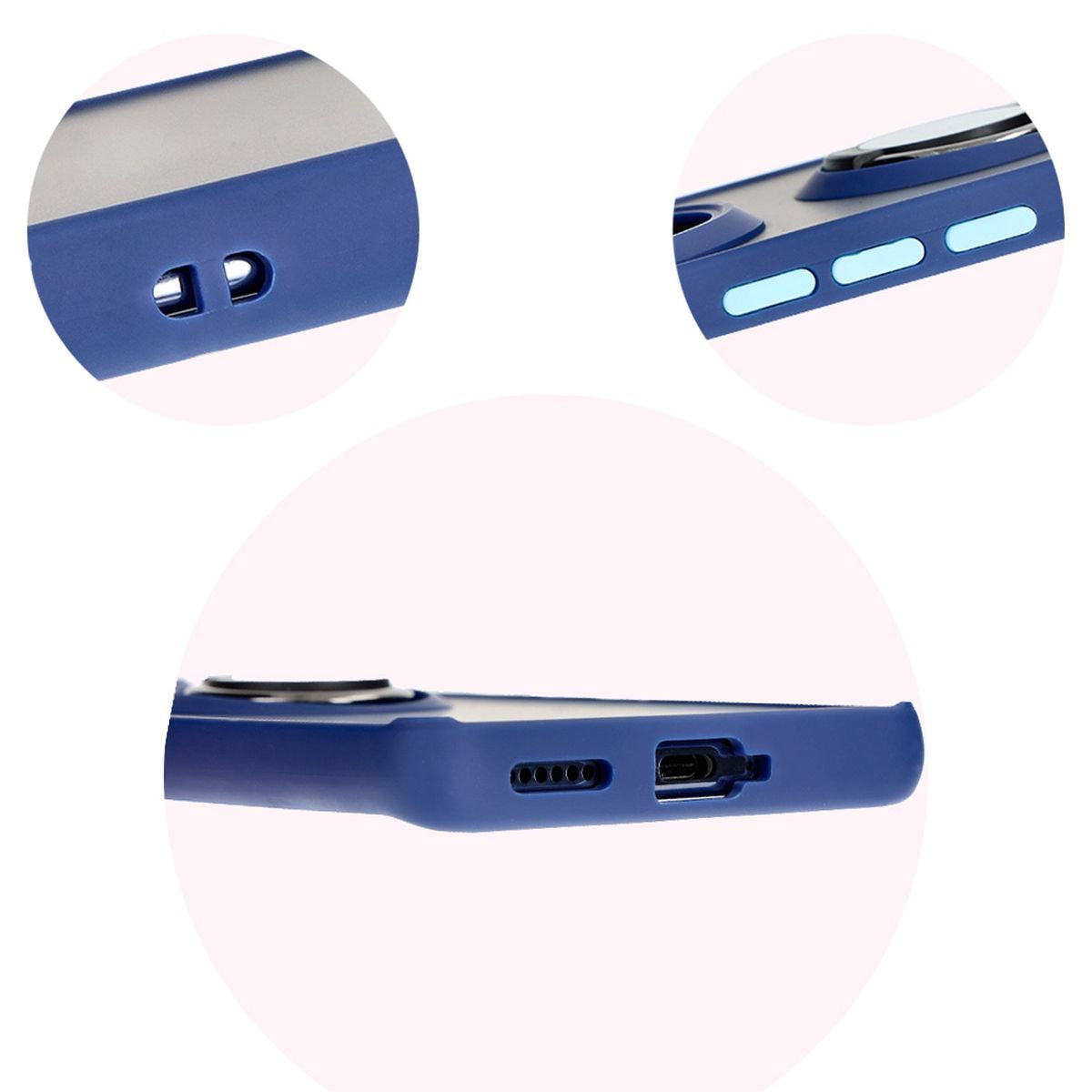 Handyhülle mit Fingergriff für Tecno Spark 20 Pro+, Bizon Case Hybrid Ring, getönt mit dunkelblauem Rahmen