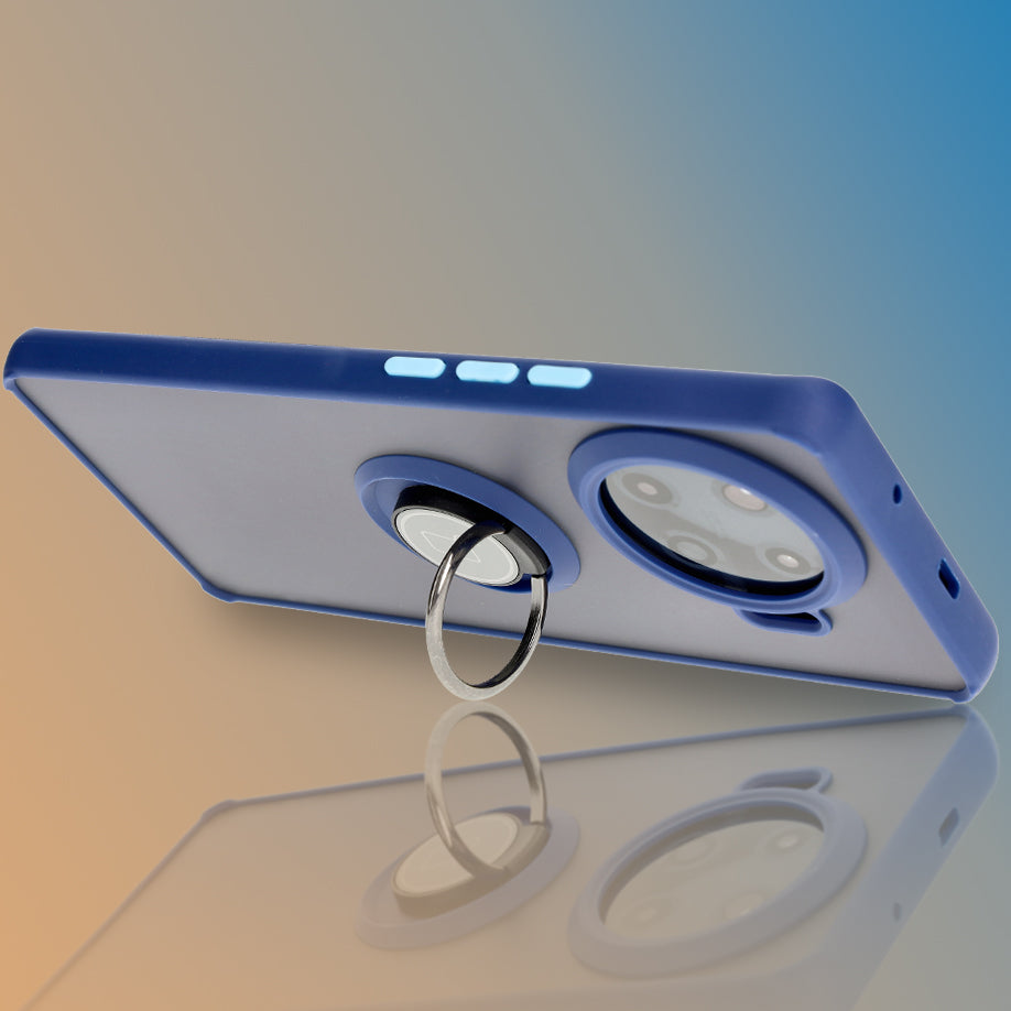 Handyhülle mit Fingergriff für Tecno Spark 20 Pro+, Bizon Case Hybrid Ring, getönt mit dunkelblauem Rahmen