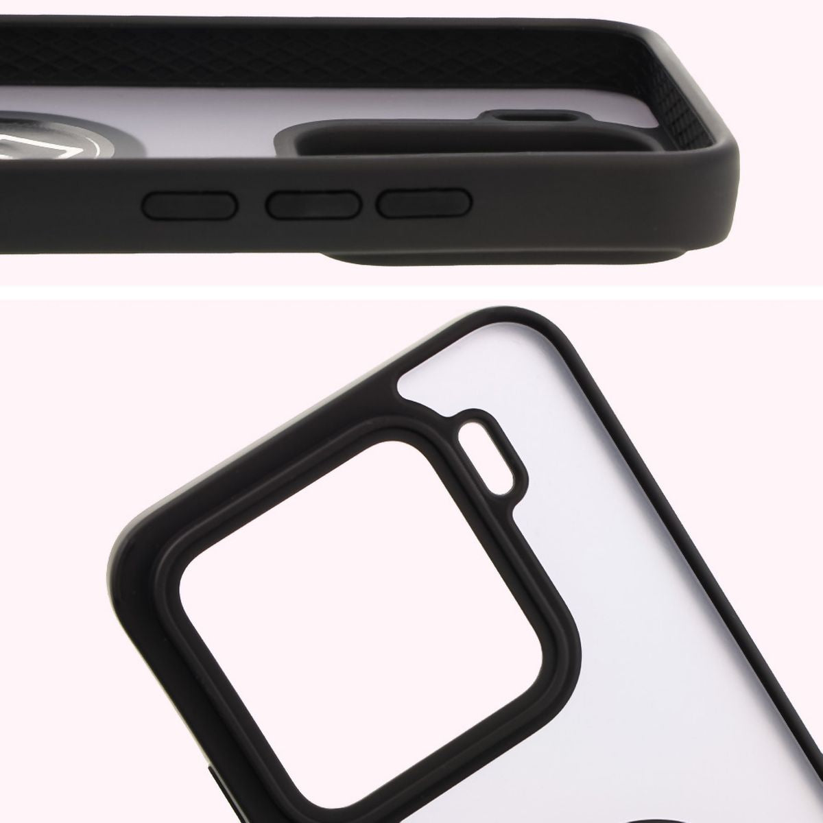 Handyhülle mit Fingergriff für Xiaomi 15, Bizon Case Hybrid Ring, getönt mit schwarzem Rahmen