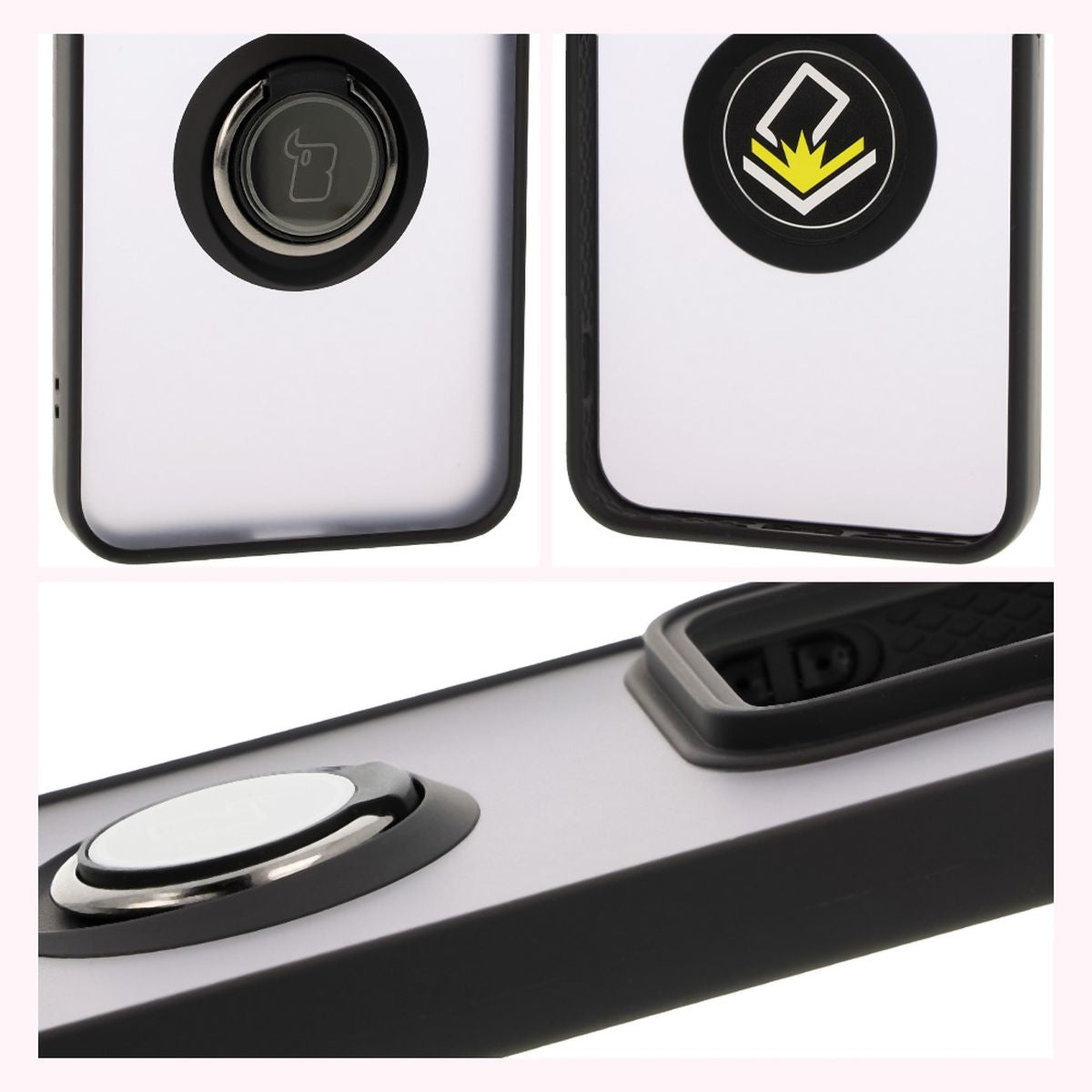 Handyhülle mit Fingergriff für Xiaomi 15, Bizon Case Hybrid Ring, getönt mit schwarzem Rahmen