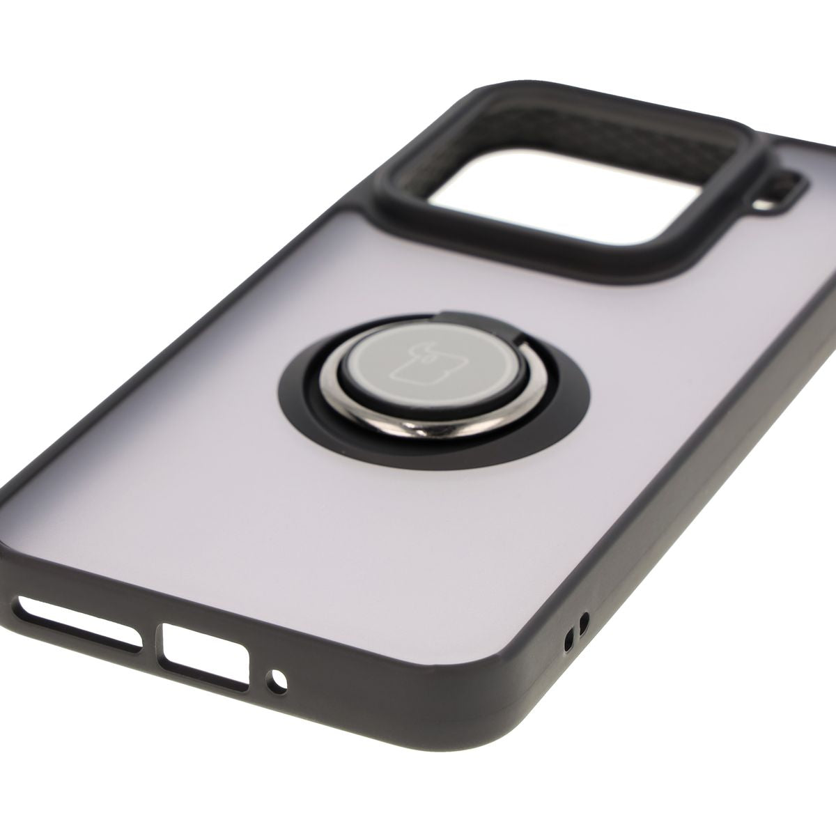 Handyhülle mit Fingergriff für Xiaomi 15, Bizon Case Hybrid Ring, getönt mit schwarzem Rahmen