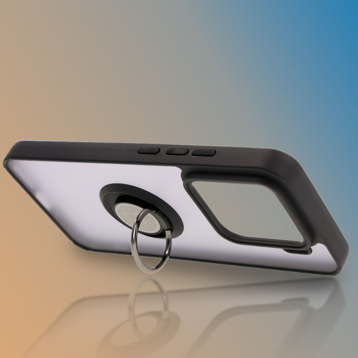 Handyhülle mit Fingergriff für Xiaomi 15, Bizon Case Hybrid Ring, getönt mit schwarzem Rahmen