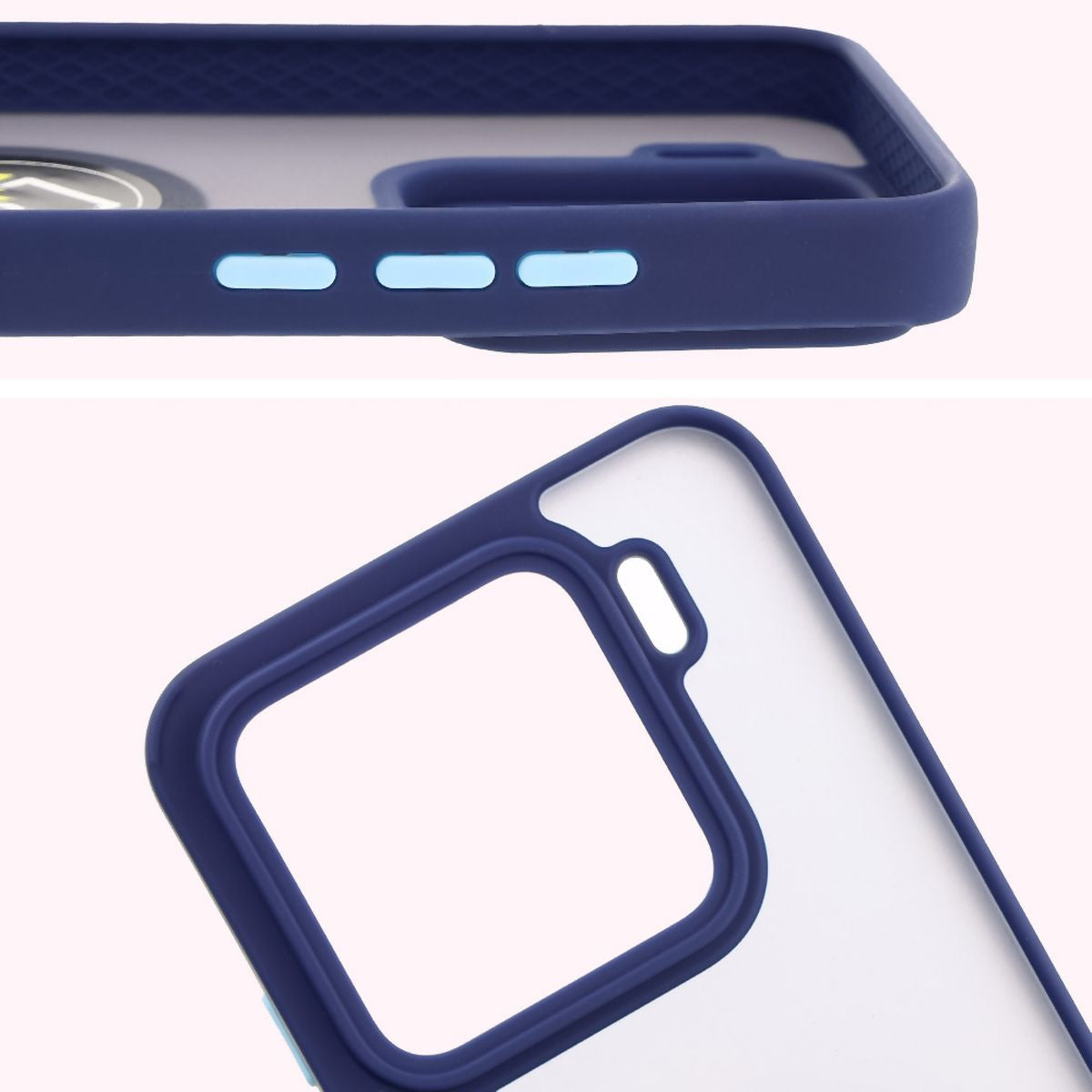 Handyhülle mit Fingergriff für Xiaomi 15, Bizon Case Hybrid Ring, getönt mit dunkelblauem Rahmen
