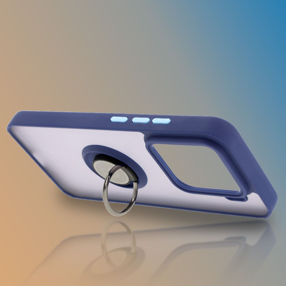 Handyhülle mit Fingergriff für Xiaomi 15, Bizon Case Hybrid Ring, getönt mit dunkelblauem Rahmen