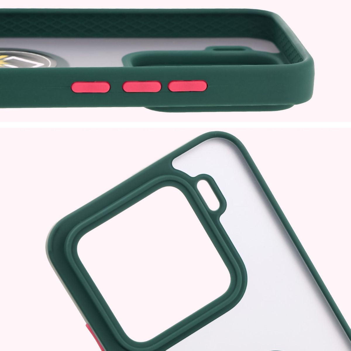 Handyhülle mit Fingergriff für Xiaomi 15, Bizon Case Hybrid Ring, getönt mit dunkelgrünem Rahmen