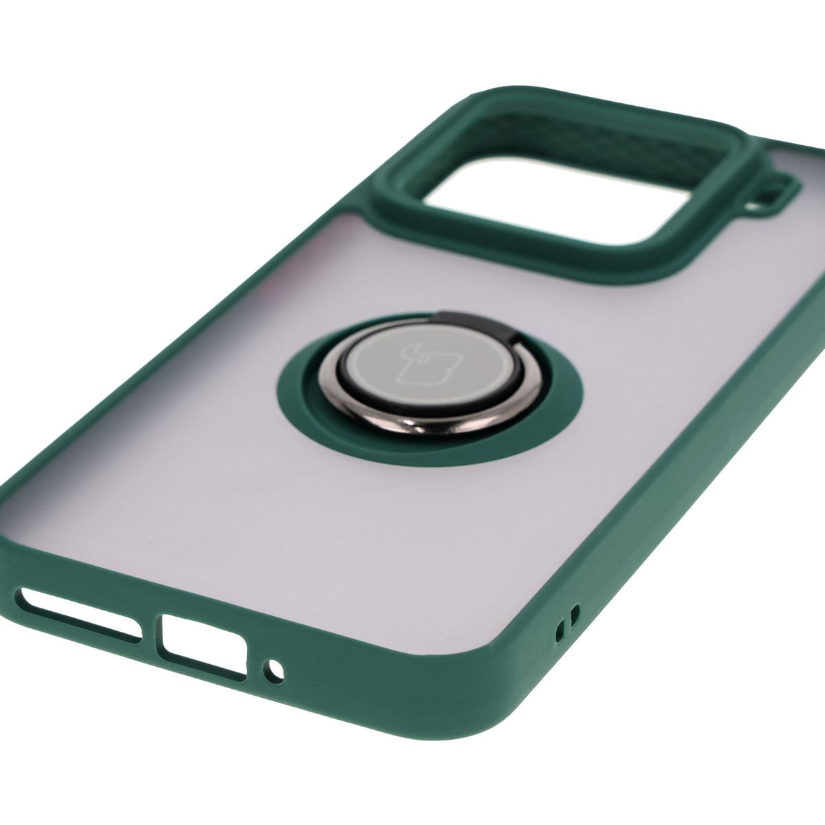Handyhülle mit Fingergriff für Xiaomi 15, Bizon Case Hybrid Ring, getönt mit dunkelgrünem Rahmen
