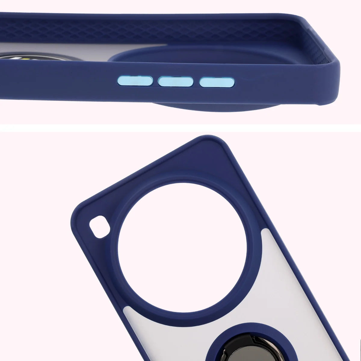 Handyhülle mit Fingergriff für Xiaomi 15 Ultra, Bizon Case Hybrid Ring, getönt mit dunkelblauem Rahmen