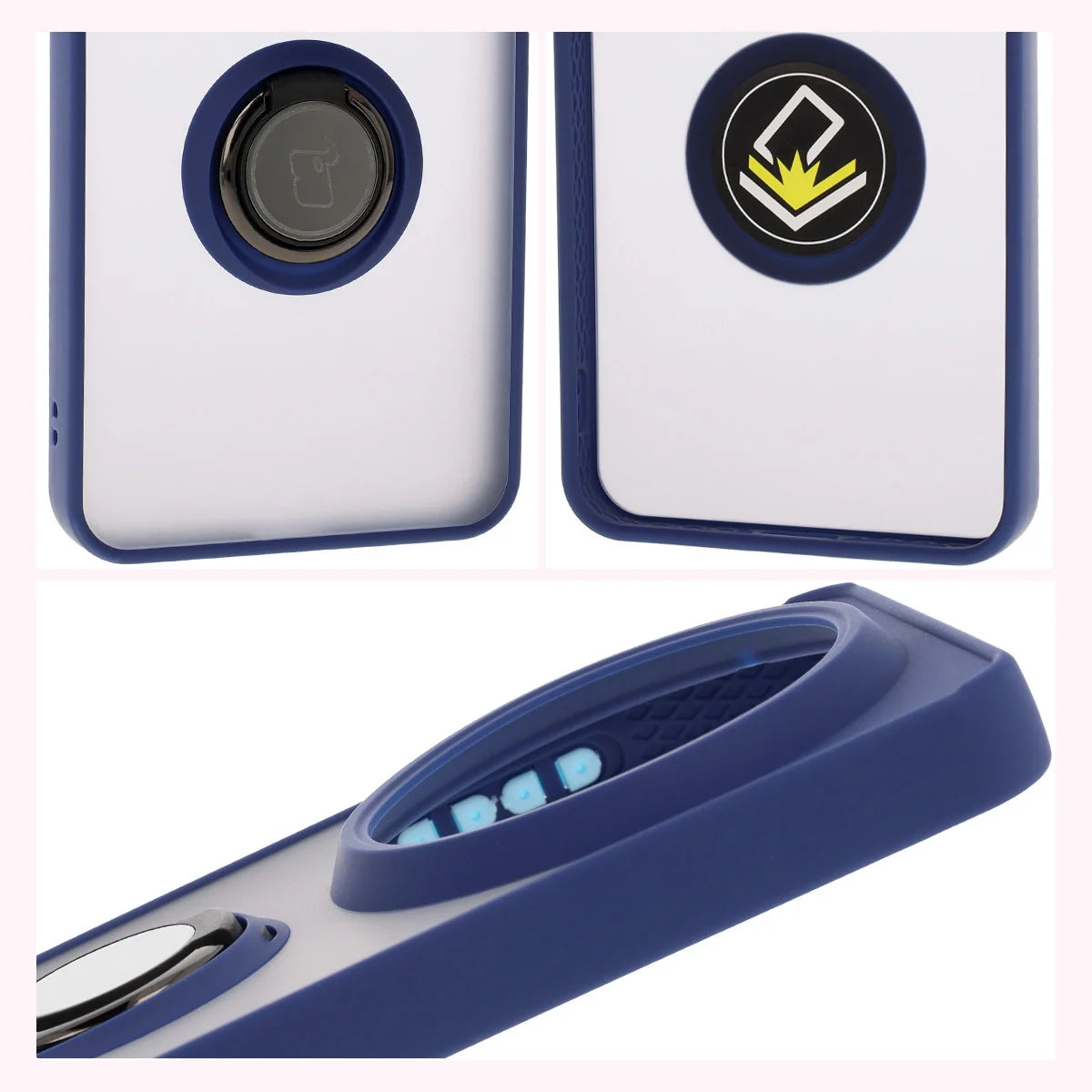 Handyhülle mit Fingergriff für Xiaomi 15 Ultra, Bizon Case Hybrid Ring, getönt mit dunkelblauem Rahmen