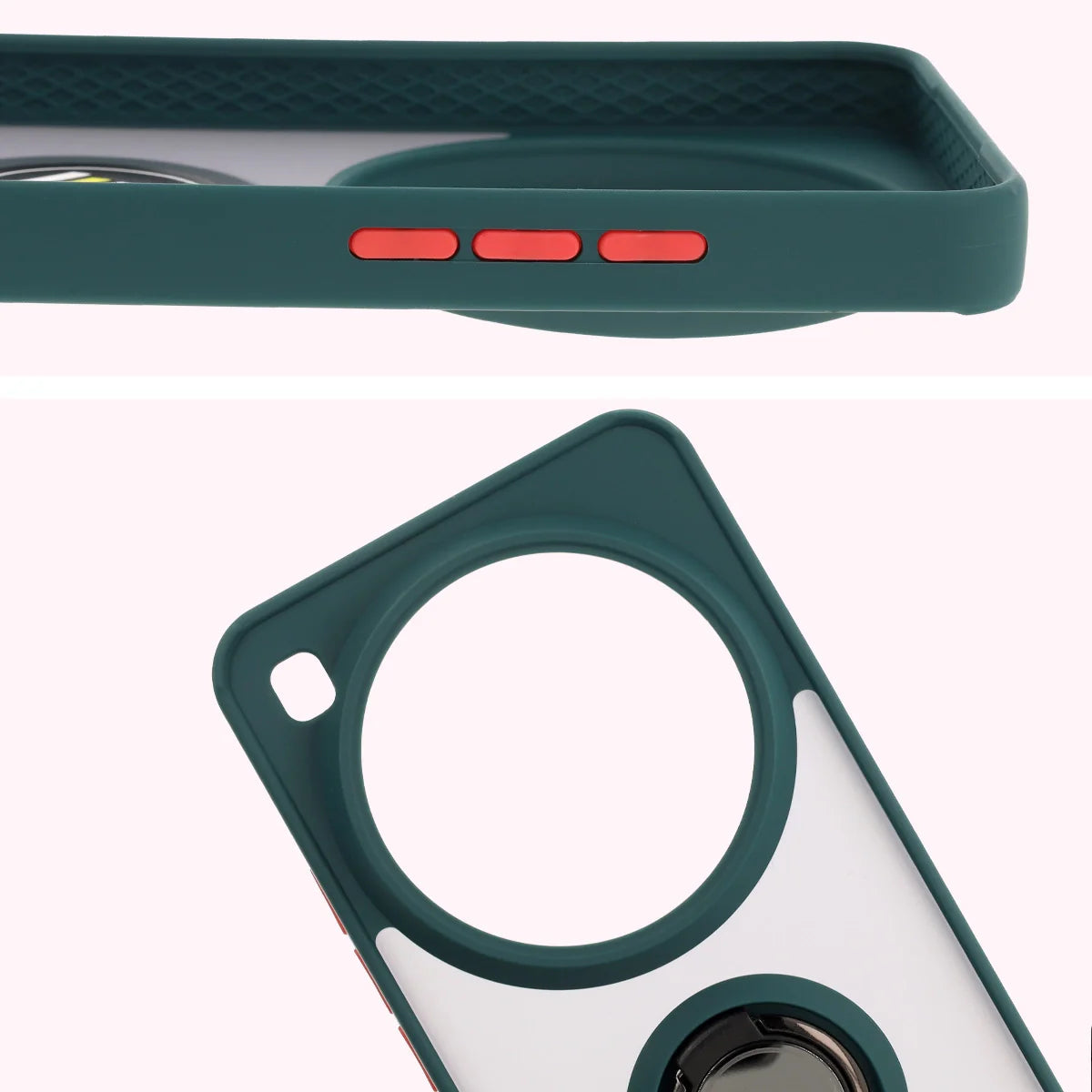 Handyhülle mit Fingergriff für Xiaomi 15 Ultra, Bizon Case Hybrid Ring, getönt mit dunkelgrünem Rahmen