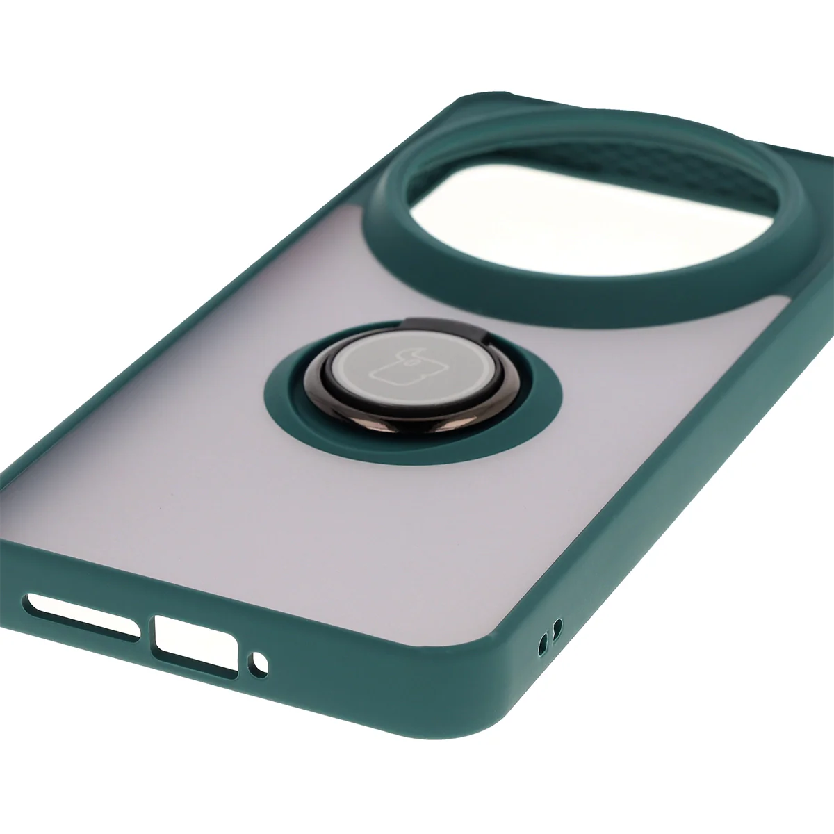 Handyhülle mit Fingergriff für Xiaomi 15 Ultra, Bizon Case Hybrid Ring, getönt mit dunkelgrünem Rahmen