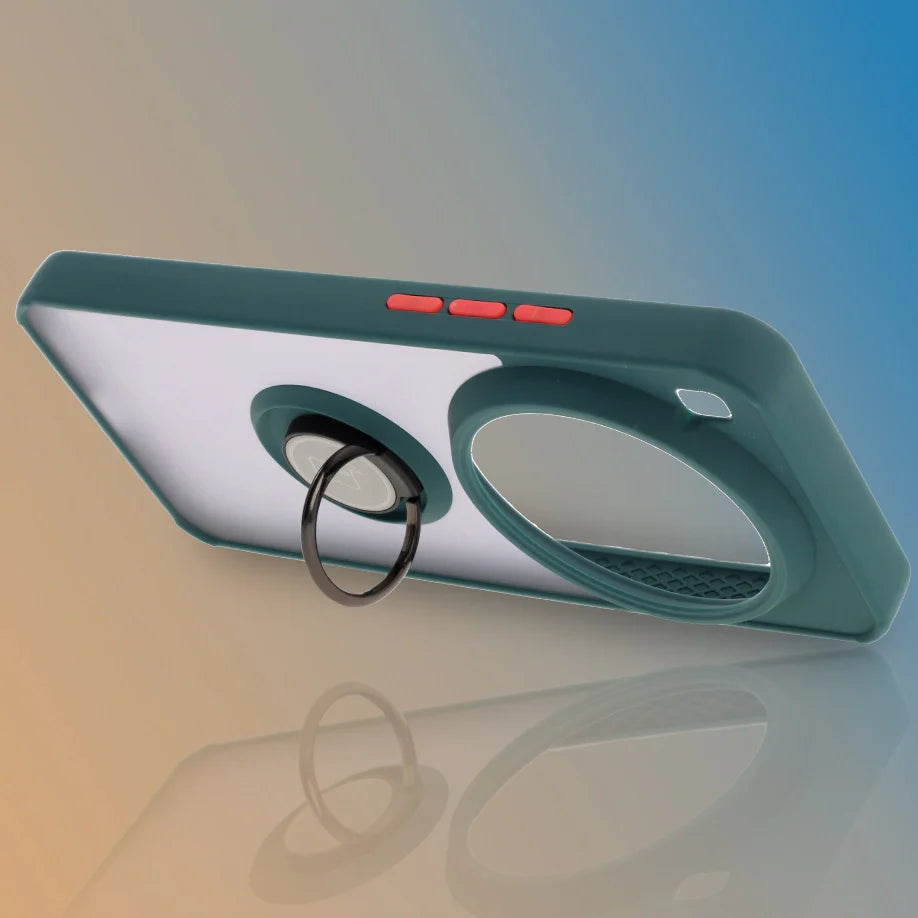 Handyhülle mit Fingergriff für Xiaomi 15 Ultra, Bizon Case Hybrid Ring, getönt mit dunkelgrünem Rahmen