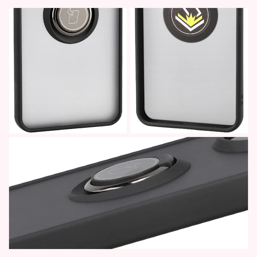 Handyhülle mit Fingergriff für Xiaomi POCO F7 Pro, Bizon Case Hybrid Ring, getönt mit schwarzem Rahmen