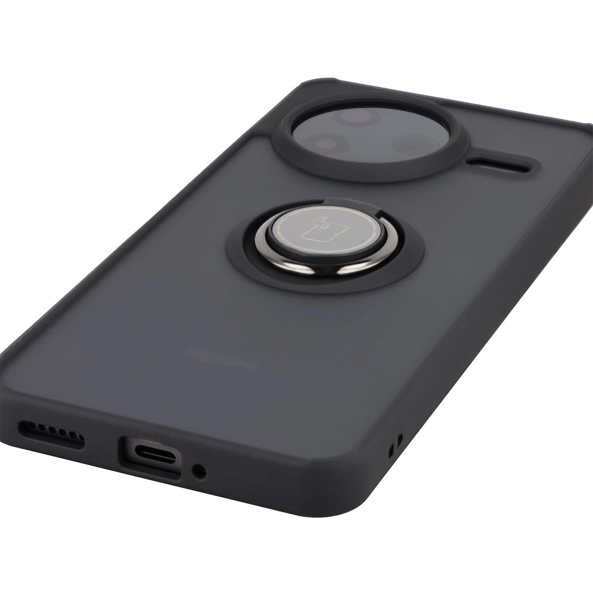 Handyhülle mit Fingergriff für Xiaomi POCO F7 Pro, Bizon Case Hybrid Ring, getönt mit schwarzem Rahmen