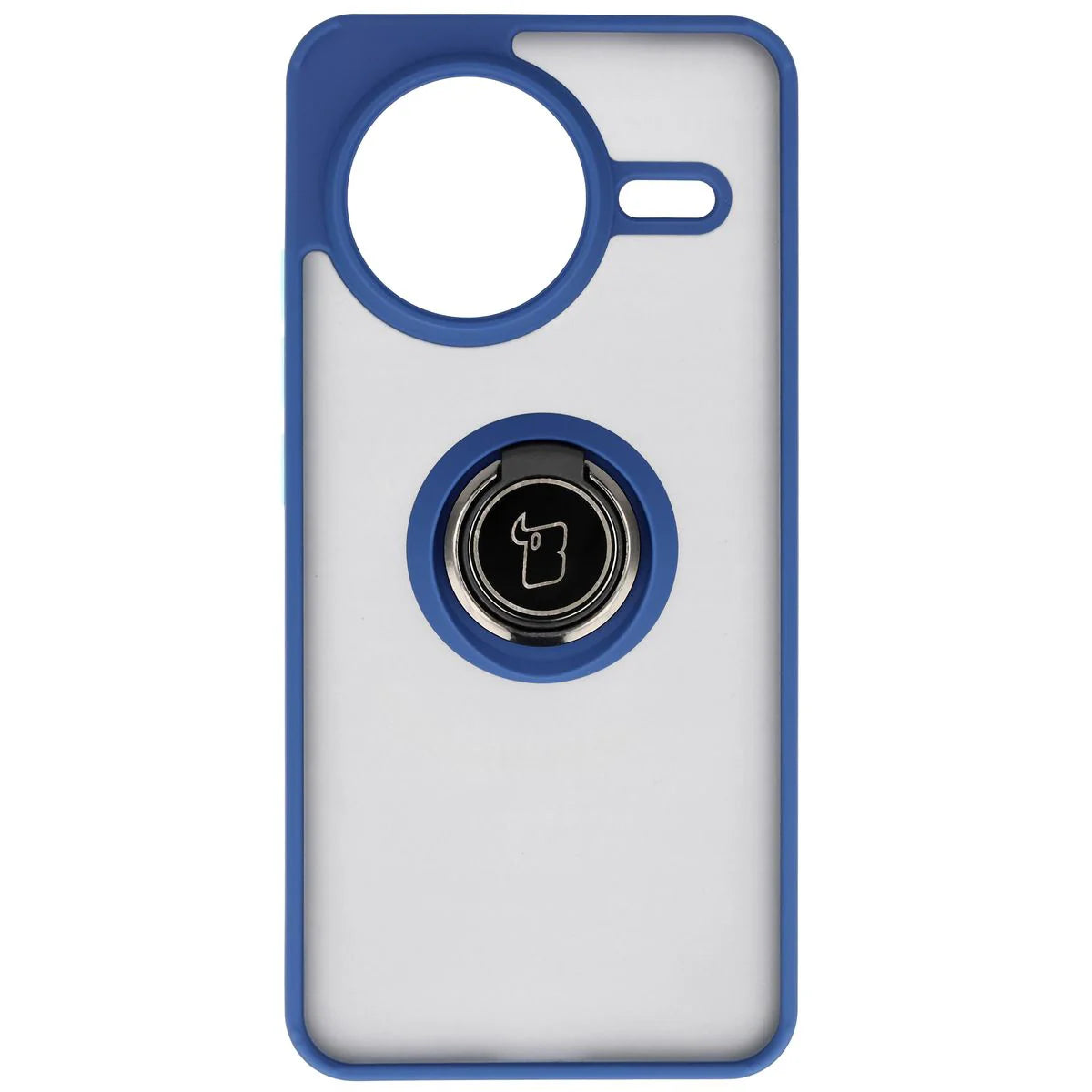 Handyhülle mit Fingergriff für Xiaomi POCO F7 Pro, Bizon Case Hybrid Ring, getönt mit dunkelblauem Rahmen