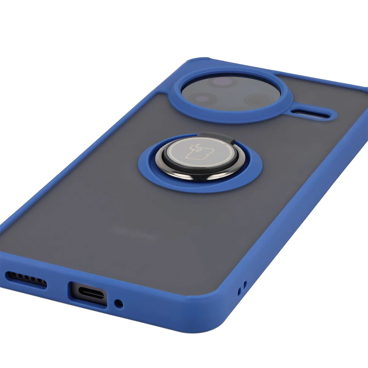 Handyhülle mit Fingergriff für Xiaomi POCO F7 Pro, Bizon Case Hybrid Ring, getönt mit dunkelblauem Rahmen