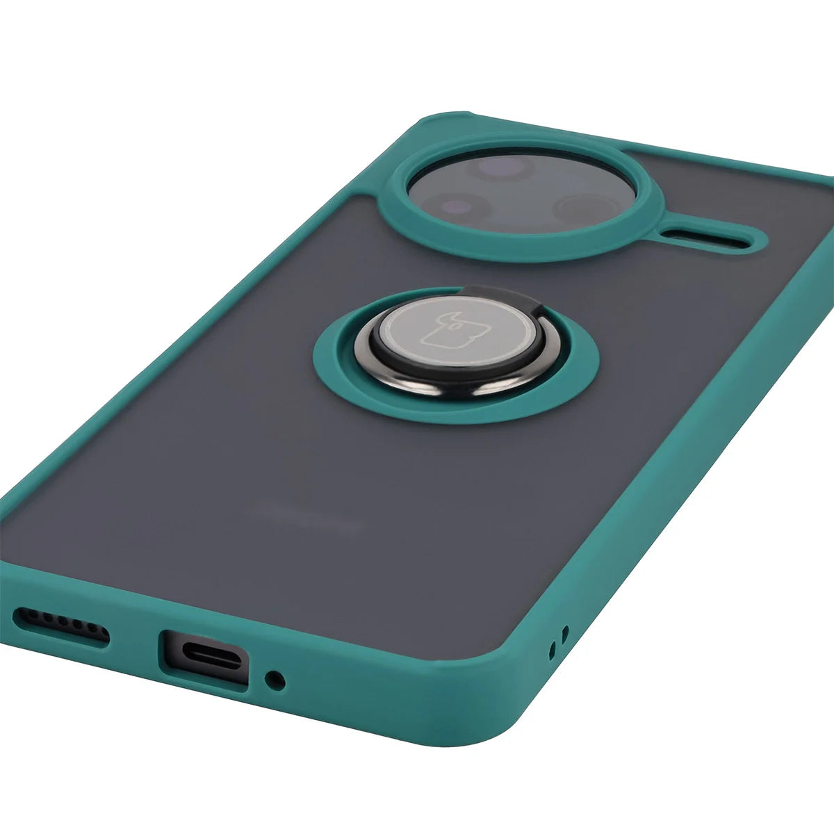 Handyhülle mit Fingergriff für Xiaomi POCO F7 Pro, Bizon Case Hybrid Ring, getönt mit dunkelgrünem Rahmen
