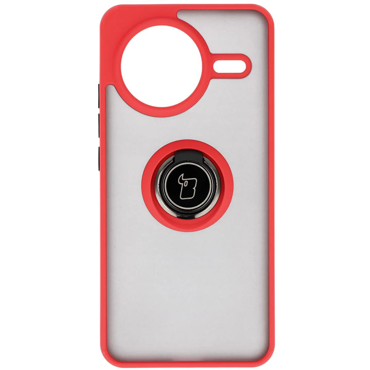 Handyhülle mit Fingergriff für Xiaomi POCO F7 Pro, Bizon Case Hybrid Ring, getönt mit rotem Rahmen