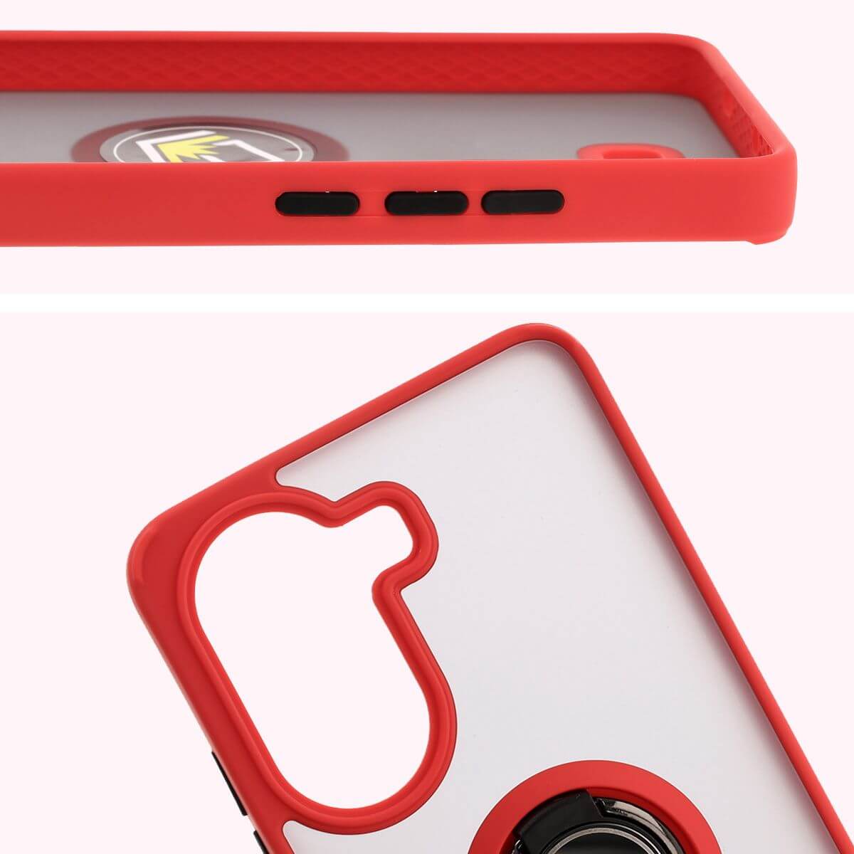 Handyhülle mit Fingergriff für Xiaomi Poco X7 Pro, Bizon Case Hybrid Ring, getönt mit rotem Rahmen