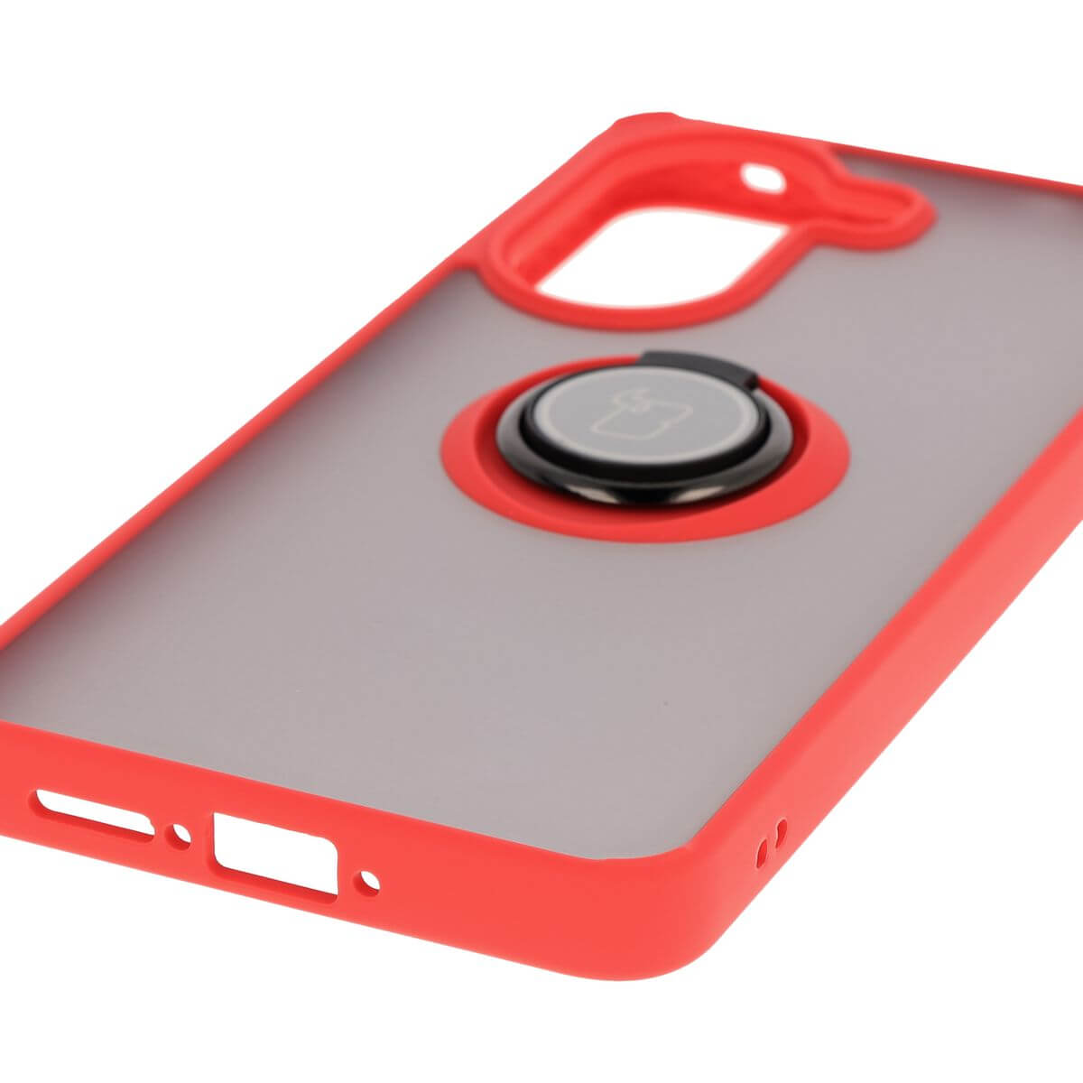 Handyhülle mit Fingergriff für Xiaomi Poco X7 Pro, Bizon Case Hybrid Ring, getönt mit rotem Rahmen