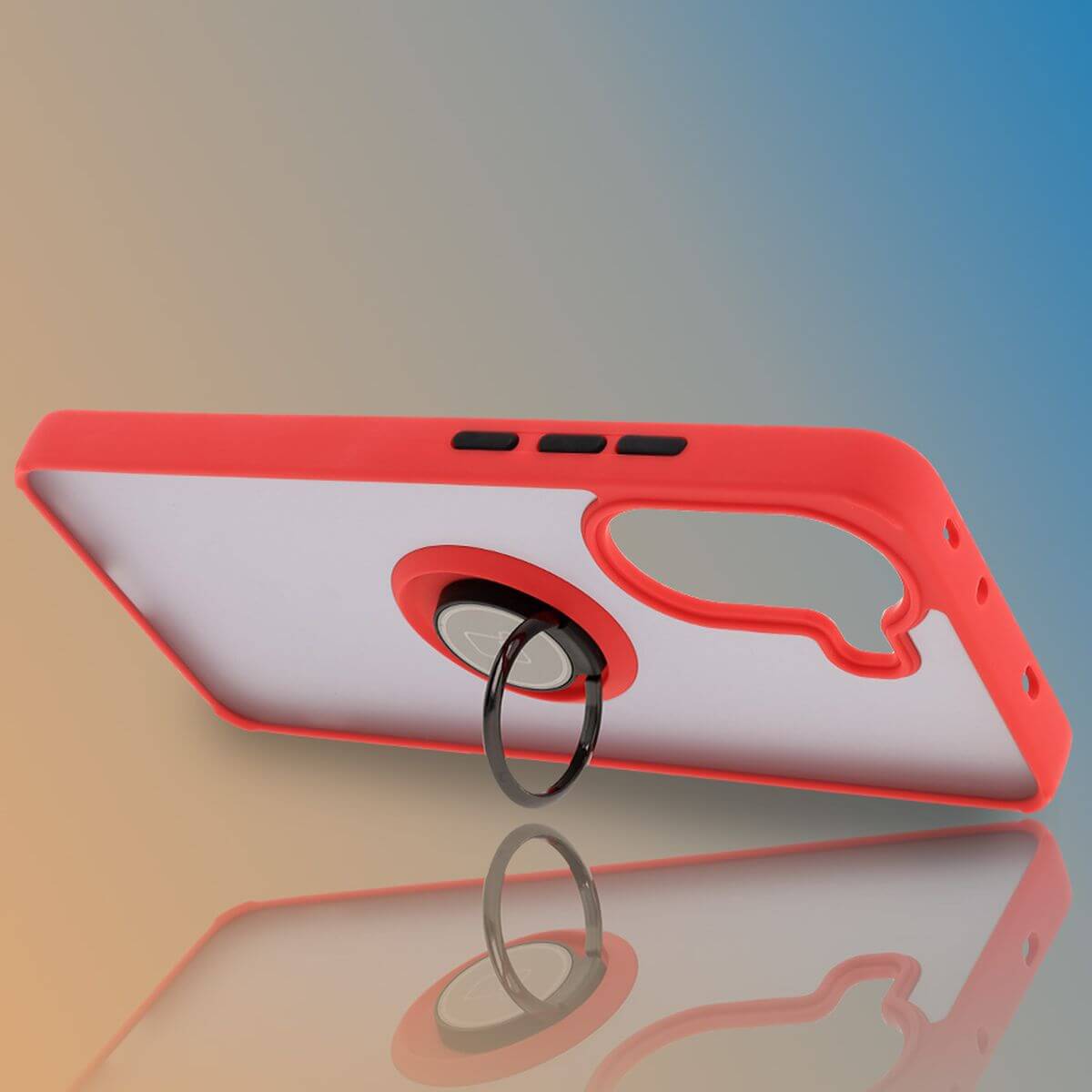 Handyhülle mit Fingergriff für Xiaomi Poco X7 Pro, Bizon Case Hybrid Ring, getönt mit rotem Rahmen