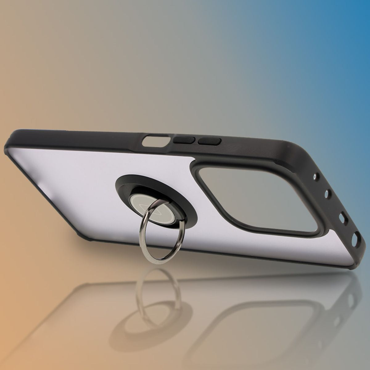 Handyhülle mit Fingergriff für Xiaomi Redmi Note 14 5G, Bizon Case Hybrid Ring, getönt mit schwarzem Rahmen