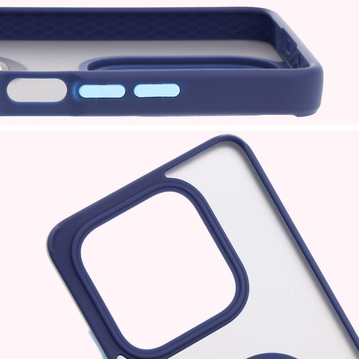 Handyhülle mit Fingergriff für Xiaomi Redmi Note 14 5G, Bizon Case Hybrid Ring, getönt mit dunkelblauem Rahmen