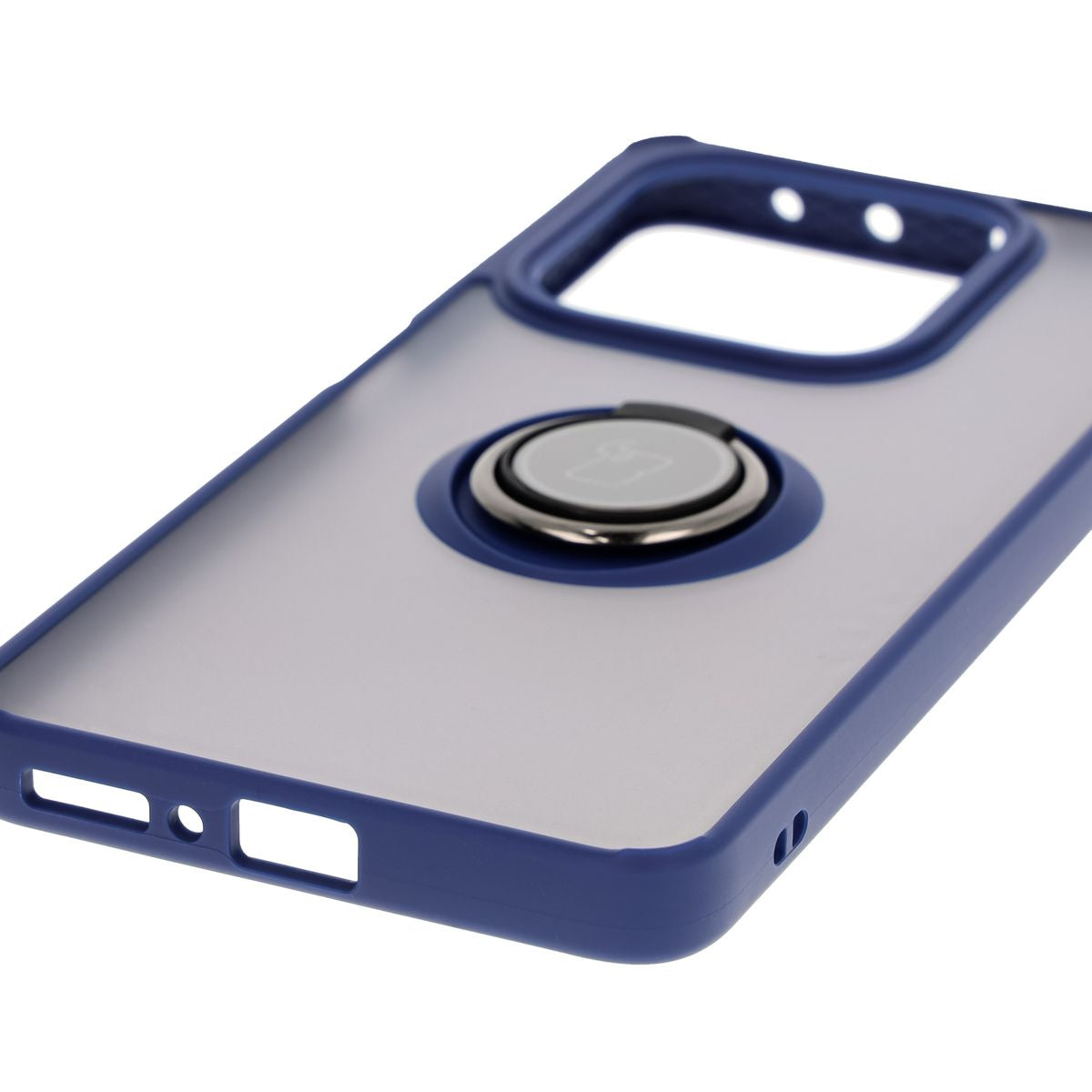 Handyhülle mit Fingergriff für Xiaomi Redmi Note 14 5G, Bizon Case Hybrid Ring, getönt mit dunkelblauem Rahmen