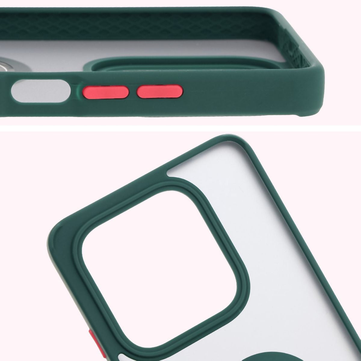 Handyhülle mit Fingergriff für Xiaomi Redmi Note 14 5G, Bizon Case Hybrid Ring, getönt mit dunkelgrünem Rahmen