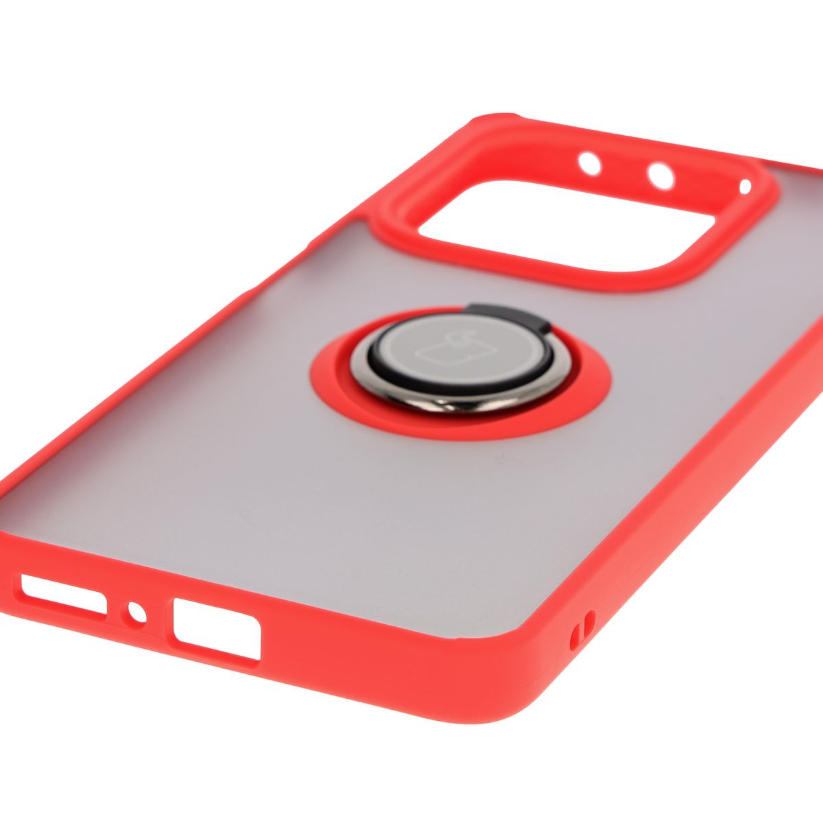 Handyhülle mit Fingergriff für Xiaomi Redmi Note 14 5G, Bizon Case Hybrid Ring, getönt mit rotem Rahmen