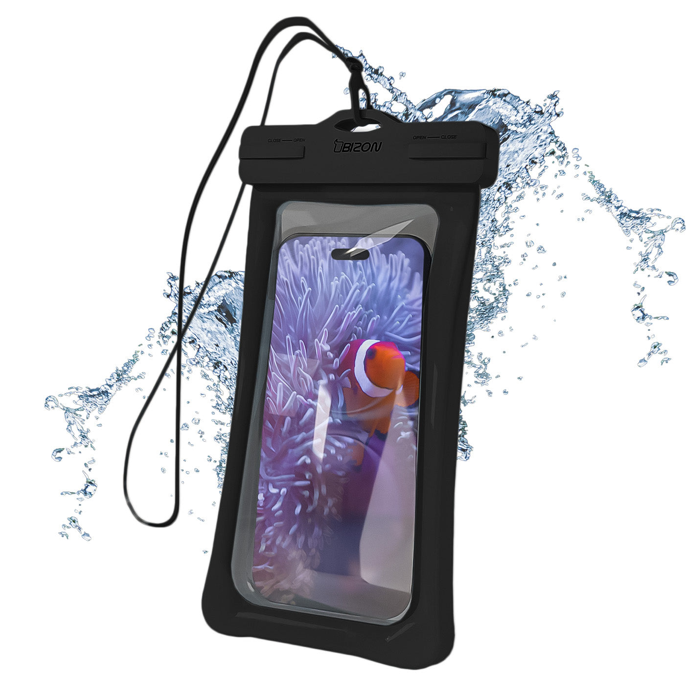 Wasserdichte Handyhülle Bizon Case Hydrofloat, Schwarz