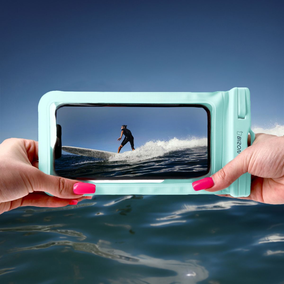 Wasserdichte Handyhülle Bizon Case Hydrowrap, 2 Stück, Minze