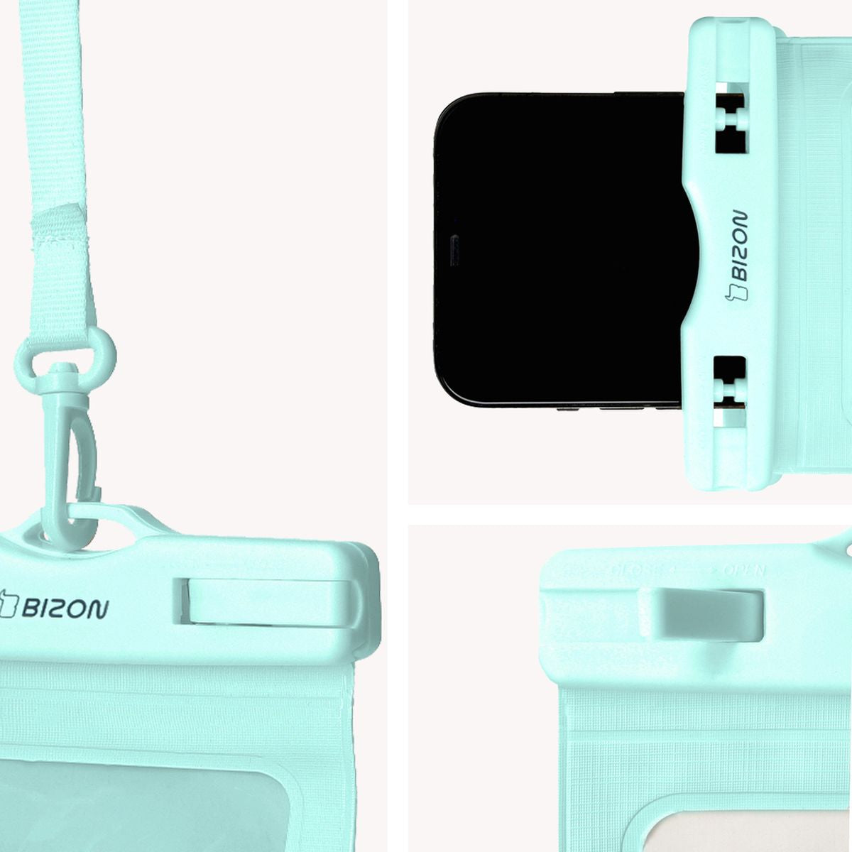 Wasserdichte Handyhülle Bizon Case Hydrowrap, 2 Stück, Minze