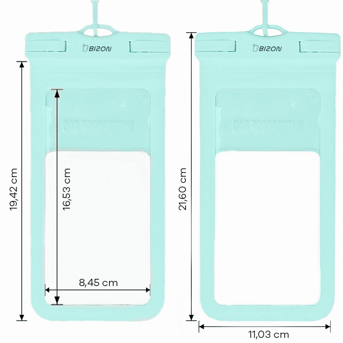 Wasserdichte Handyhülle Bizon Case Hydrowrap, 2 Stück, Minze