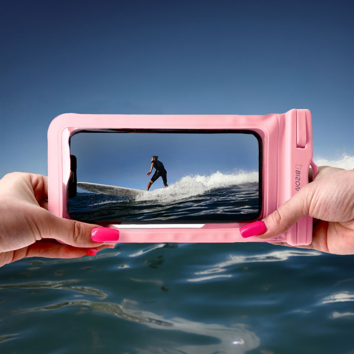 Wasserdichte Handyhülle Bizon Case Hydrowrap, 2 Stück, Rosa