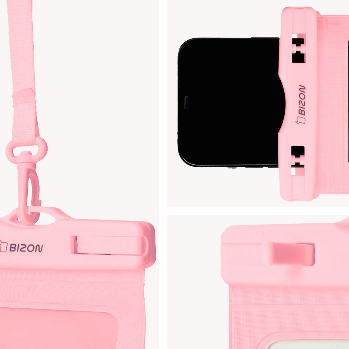 Wasserdichte Handyhülle Bizon Case Hydrowrap, 2 Stück, Rosa