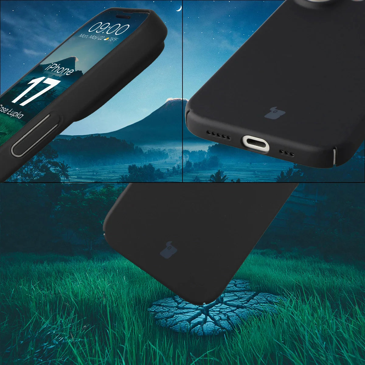 Handyhülle für iPhone 17, Bizon Case Lupka, Schwarz
