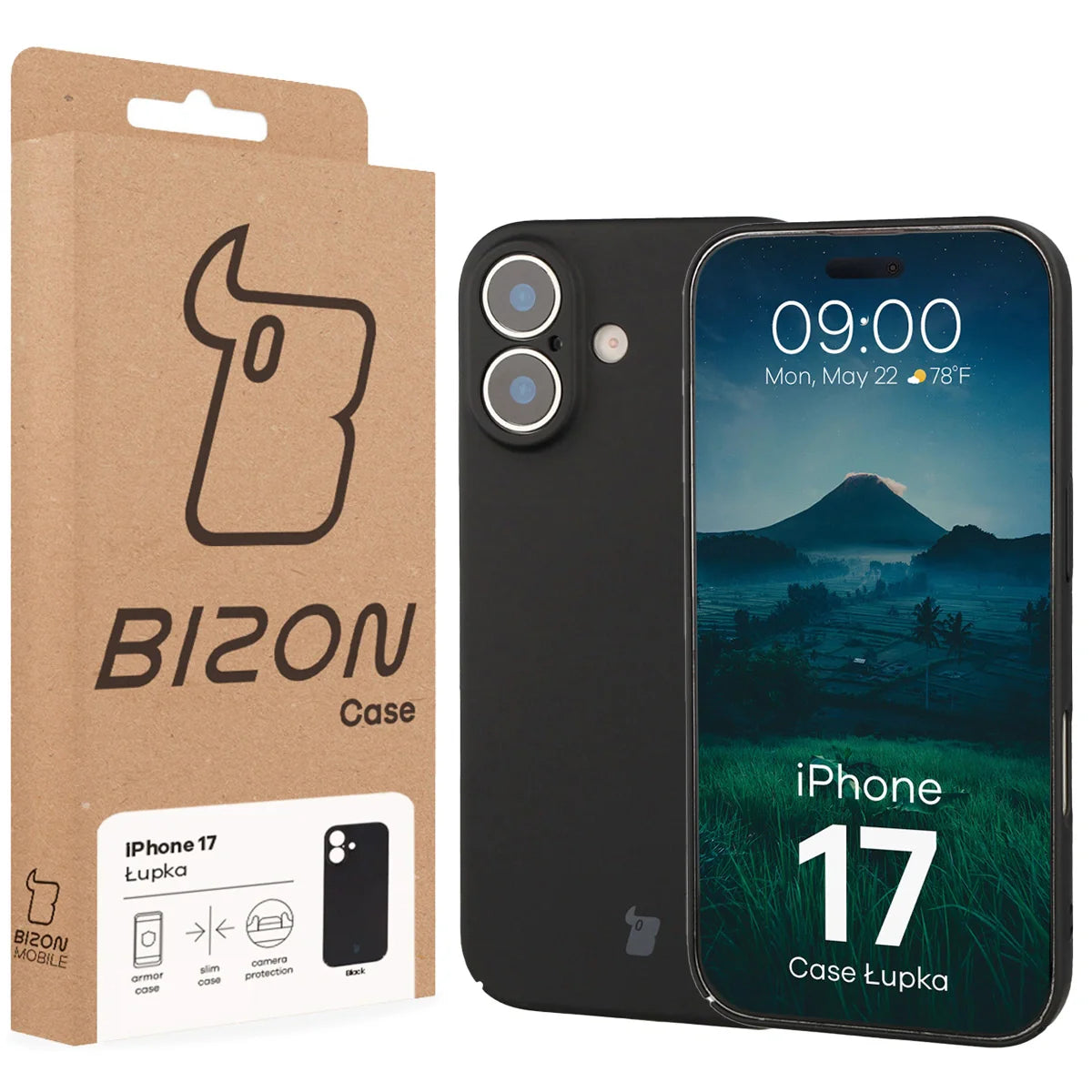 Handyhülle für iPhone 17, Bizon Case Lupka, Schwarz