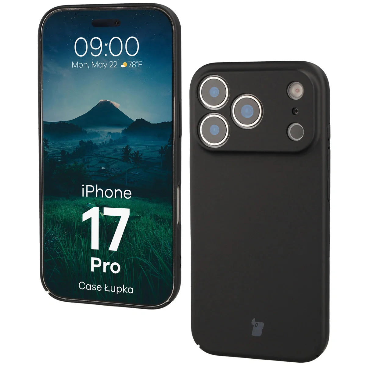 Handyhülle für iPhone 17 Pro, Bizon Case Lupka, Schwarz