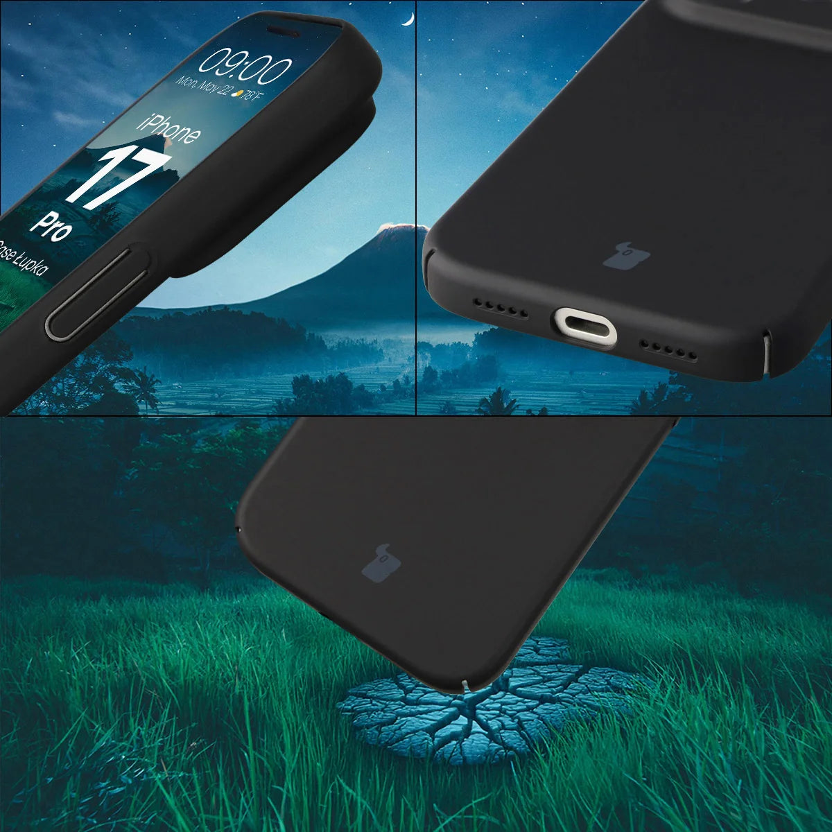 Handyhülle für iPhone 17 Pro, Bizon Case Lupka, Schwarz