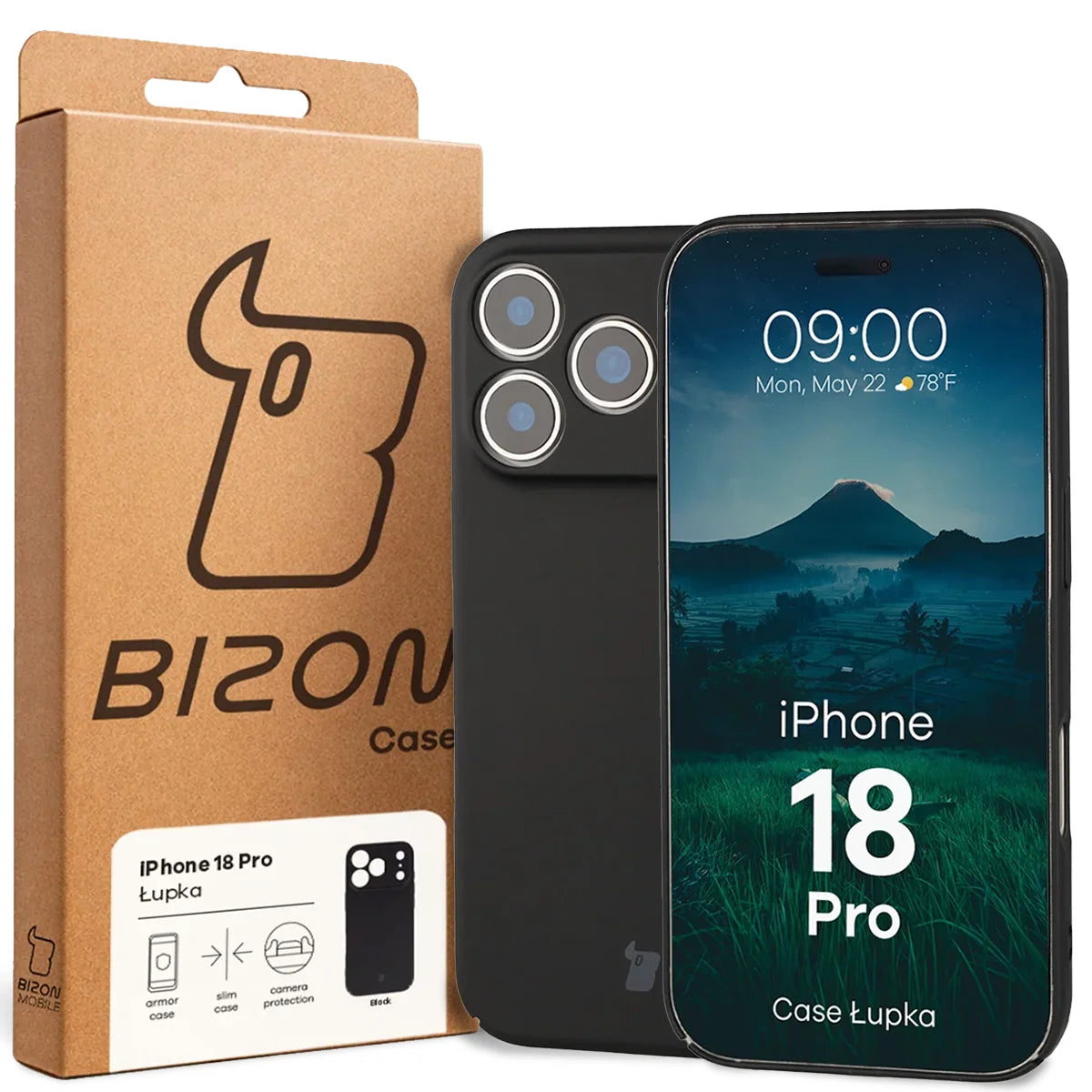 Handyhülle für iPhone 18 Pro, Bizon Case Lupka, Schwarz (6/6)