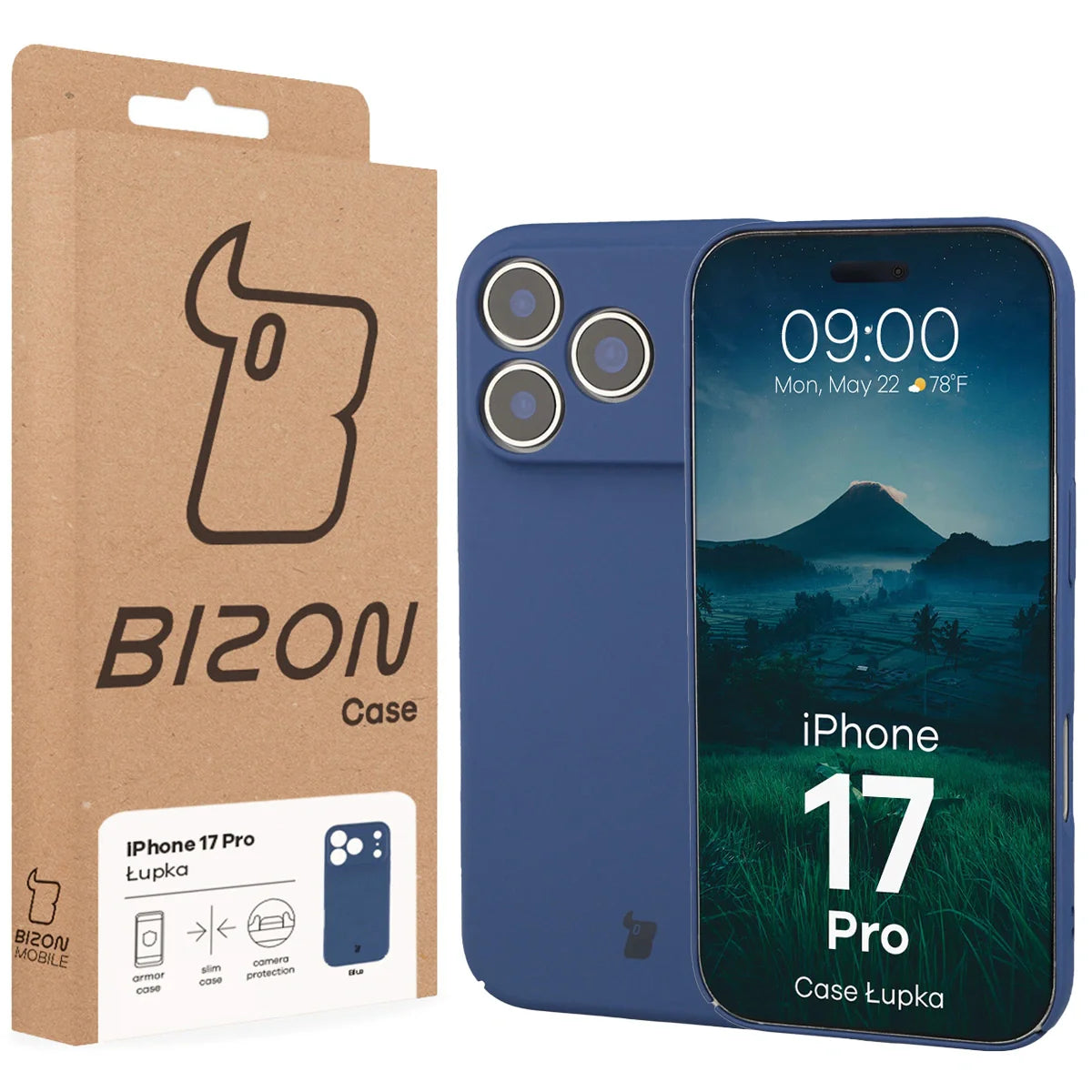 Handyhülle für iPhone 17 Pro, Bizon Case Lupka, Blau